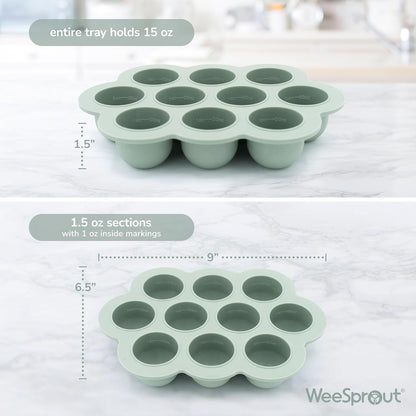 WeeSprout Silicone Freezer Tray with Clip on Lid Perfect Food Storage Container for Homemade Baby Food, Vegetable, Fruit Purees, and Breast Milk (Bright Blue, Six 3 Ounce Sections)