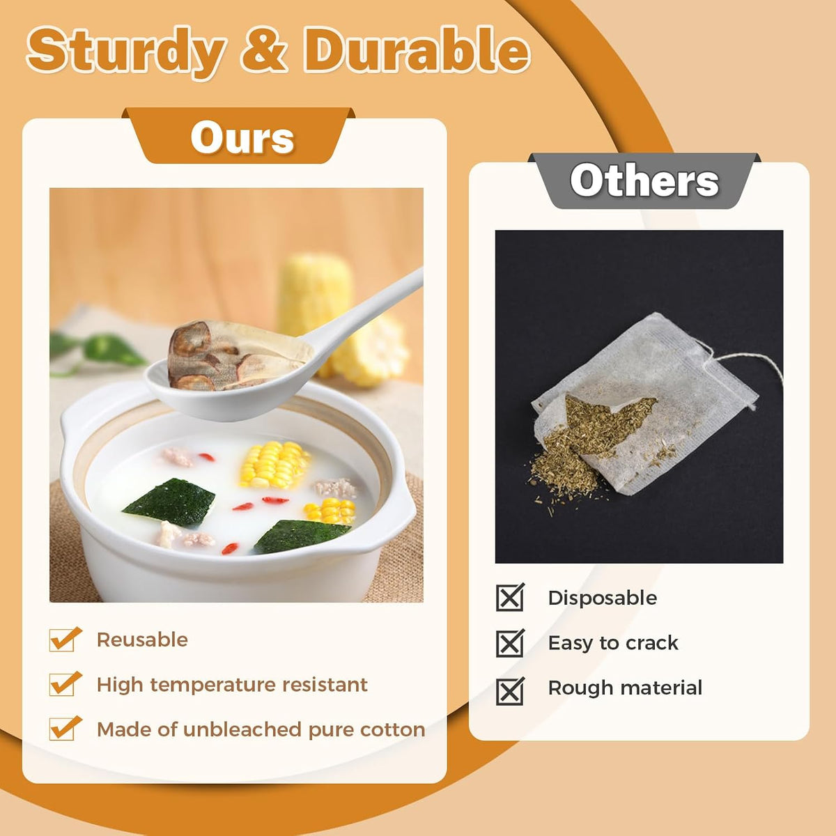 20 Pcs Muslin Bags with Drawstring, Reusable Tea Bags, Spice Bags for Cooking Soup/Herb/Loose Leaf Tea, Natural Cotton Small Cheese Cloth Bag for Straining, Sachet Bags Empty, 4 X 3 Inches