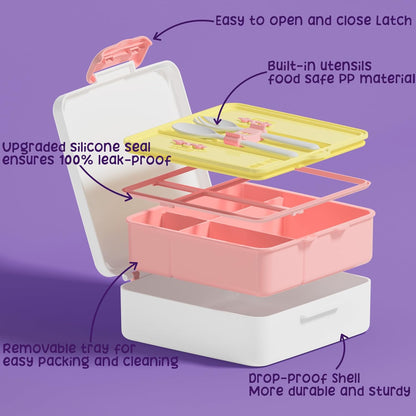 Fimibuke Kids Bento Lunch Box with 4 Compartments, Insulated lunch Bag, Stainless Steel Insulated Water Bottle, Ice Pack & Utensils Set, Birthday Gifts for Ages 3-12 Back to School Toddler Girls Boys