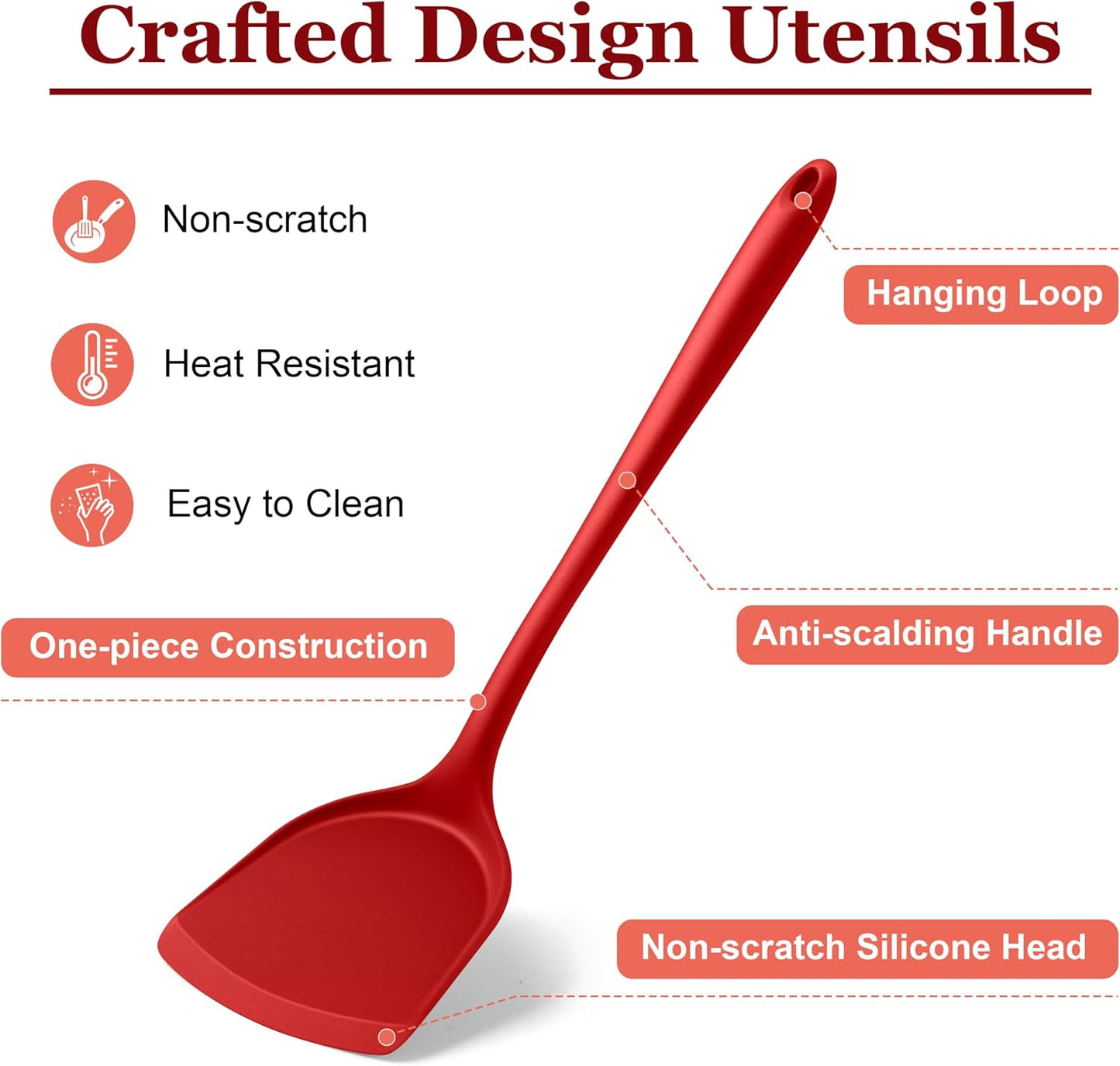 LIANYU Non-Toxic Silicone Kitchen Utensils Set, 8 Piece Non-Scratch Cooking Spoons & Spatulas, Stainless Steel Core, Heat Resistant & Dishwasher Safe, Khaki