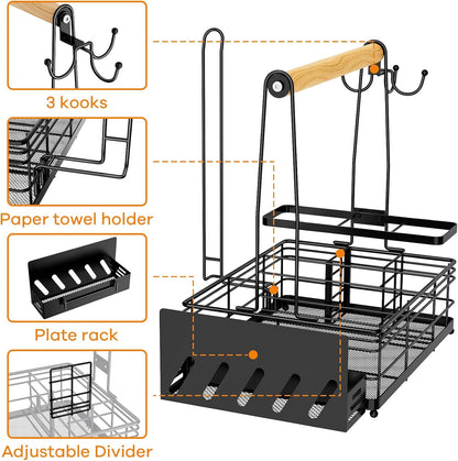 JBBTOOL Grill Caddy, BBQ Caddy for Outdoor Grill with Paper Towel Holder, Picnic Condiment Utensil Storage, Camping Essentials, RV, Tailgating Essentials, Grilling Accessories, Gifts for Men