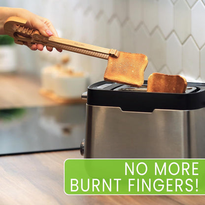 Crocodile-Shaped Wooden Toaster Tongs | 11-Inch Magnetic Kitchen Utensil for Cooking, Camping, and Outdoor Use | Fun, Easy Storage, Superior Grip | Great for Kids & Adults, Toast, BBQ