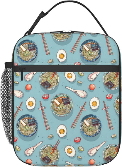 Reusable Sea Otter and Water Lily Lunch Box for Kids Girls Boys Women Adult, Insulated Cute Lunch Bag,Polyester Cooler Handbags Case for School Picnic Work Travel Outdoor Beach or Hiking