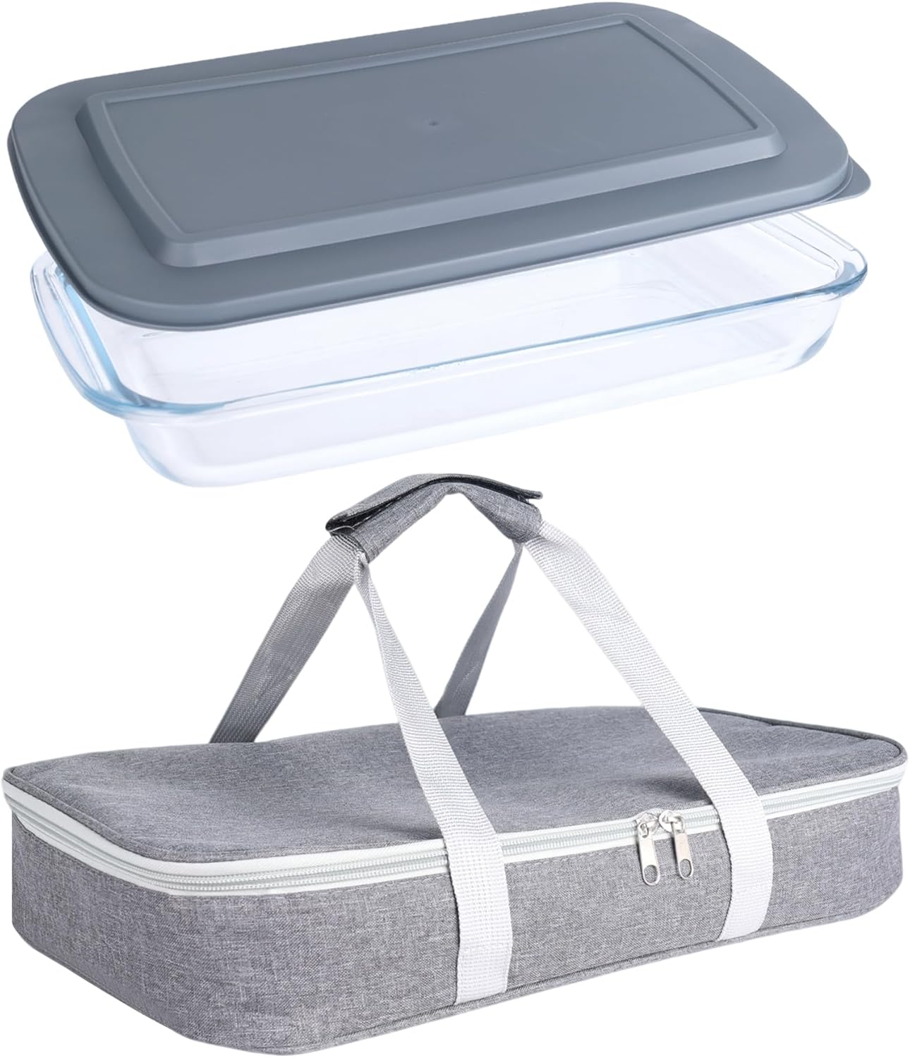9x13 Glass Baking Dish With Lid - 3qt Glass Casserole With Carrier Insulated Bag For Hot Or Cold Food - Large Casserole Dish For Oven Potluck Party Picnic Cookouts