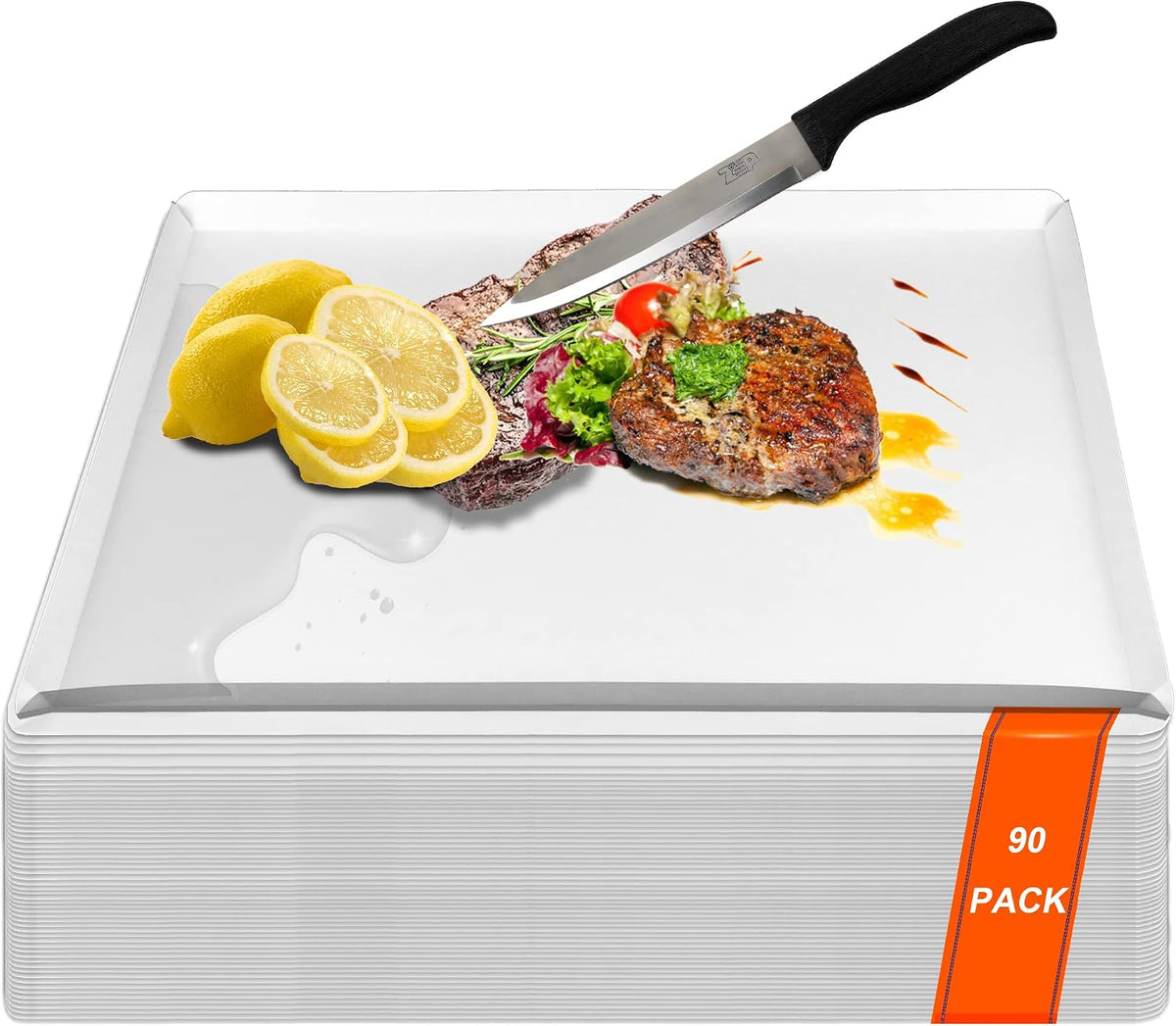 ZVP Disposable Cutting Boards, Collapsible Cutting Board Sheet with Built-in Crease, Flexible Plastic Cutting Mat for Kitchen and Commercial Use, 17 x 12 In White