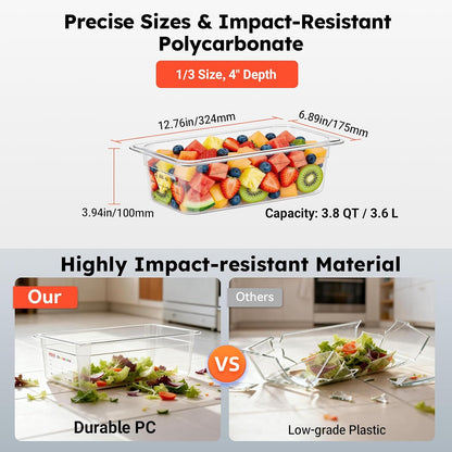 6-Pack Clear Polycarbonate Handled Lids for 1/6 Size NSF Food Pans