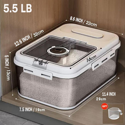 Rice Storage Bins,33LB Food Storage Container with PP Locking Lid,For Rice,Grain,Pet Food,Flour with Measuring Cup