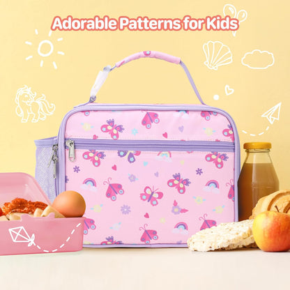 Kids Lunch Bag Boys - Insulated Kids Lunch Box Reusable Lunchbox with Water Bottle Holder Toddler Lunch Tote Bag for School Daycare, Black Dino Fossil