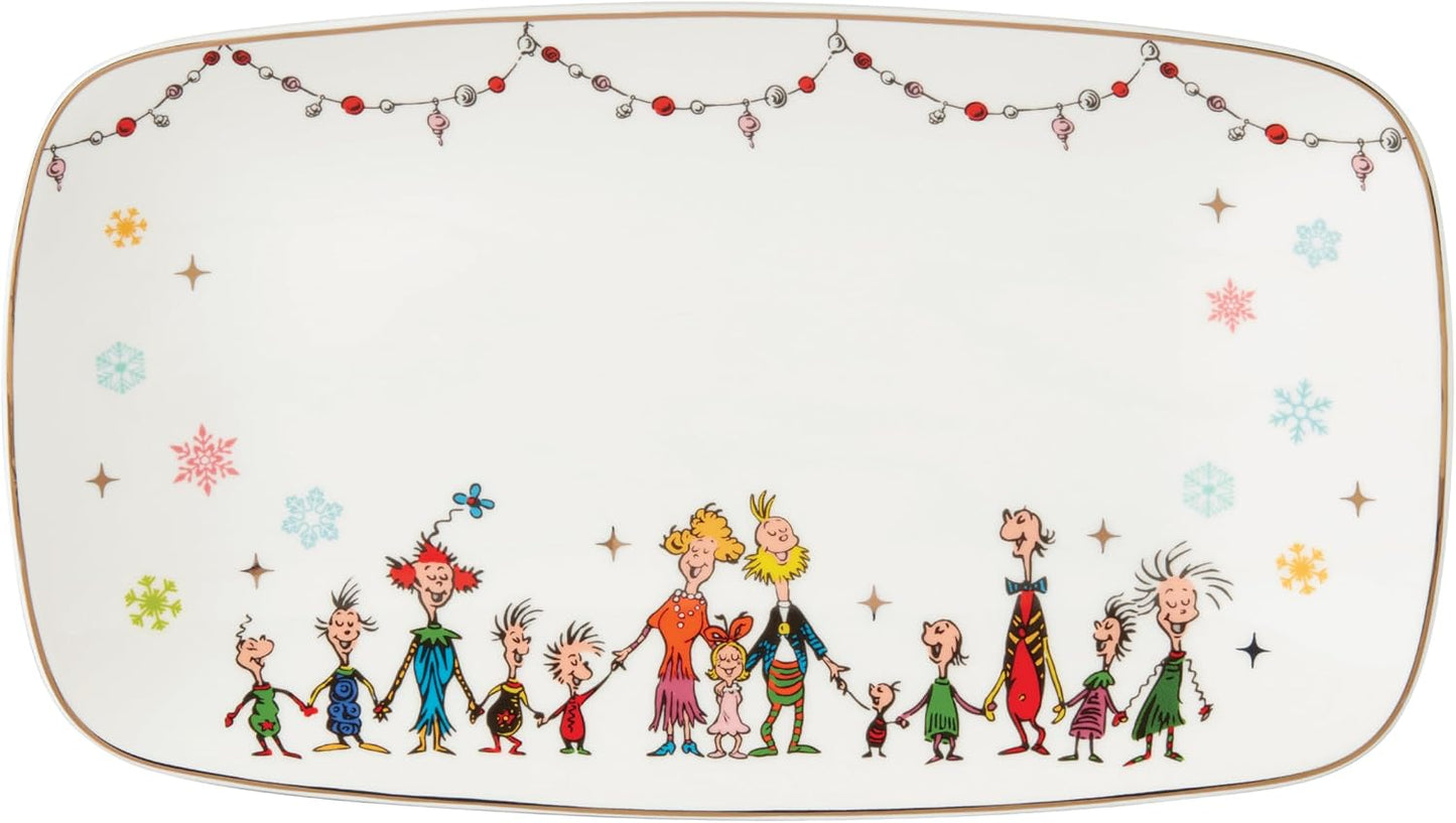 Lenox 898096 Merry Grinchmas Chip & Dip Bowl, Christmas Dishes, Festive Holiday Serveware
