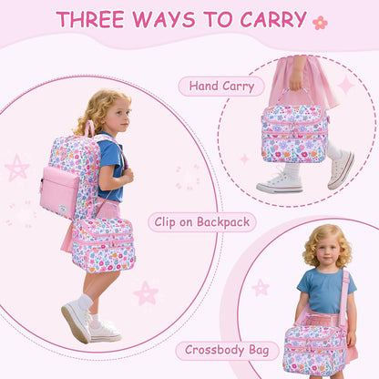 Kasqo Lunch Bag Kids, Dual Compartment Insulated Cooler Bag 7.5L Girls Boys Toddler Lunch Box Containers for Daycare School Kindergarten Travel Ombre Butterfly