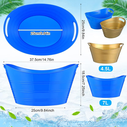 Patelai 6 Pcs Ice Buckets Bulk, Plastic Ice Buckets with Handles, Oval Storage Tub, Large Capacity Drink Tub for Party Bar Wine Beer Champagne Beverage Bottle Cooler(4.5 Liter,Clear)