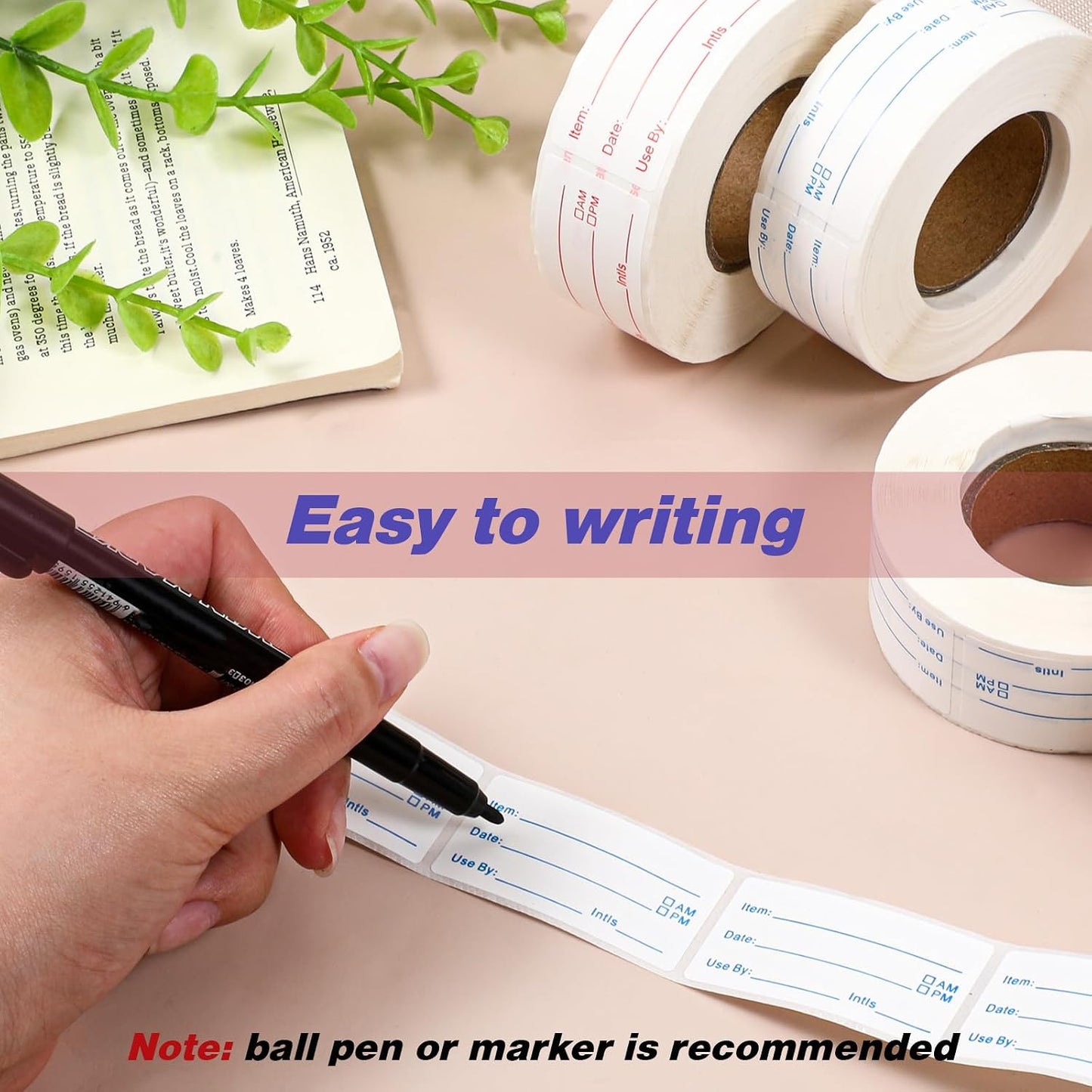8 Rolls 4000 Pcs Removable Freezer Labels for Food Containers, 1 x 2 Inch No-Residue Food Labels Easy to Write On Foods Date Label Stickers for Kitchen Restaurants Grocery Stores Markets
