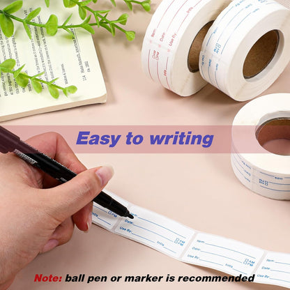 8 Rolls 4000 Pcs Removable Freezer Labels for Food Containers, 1 x 2 Inch No-Residue Food Labels Easy to Write On Foods Date Label Stickers for Kitchen Restaurants Grocery Stores Markets