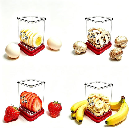 Fruit Slicer Cup for Strawberry, Banana, Egg with Cleaning Brush