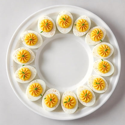 Deviled Egg Carrier with Lid and Handle, 12-Slot Plastic Container, Tray BPA Free 10.375 Inch Round, Freezer Safe - 2 Pack - For Serving and Storing Deviled Eggs BONUS 1 Disposable Decorating Bag
