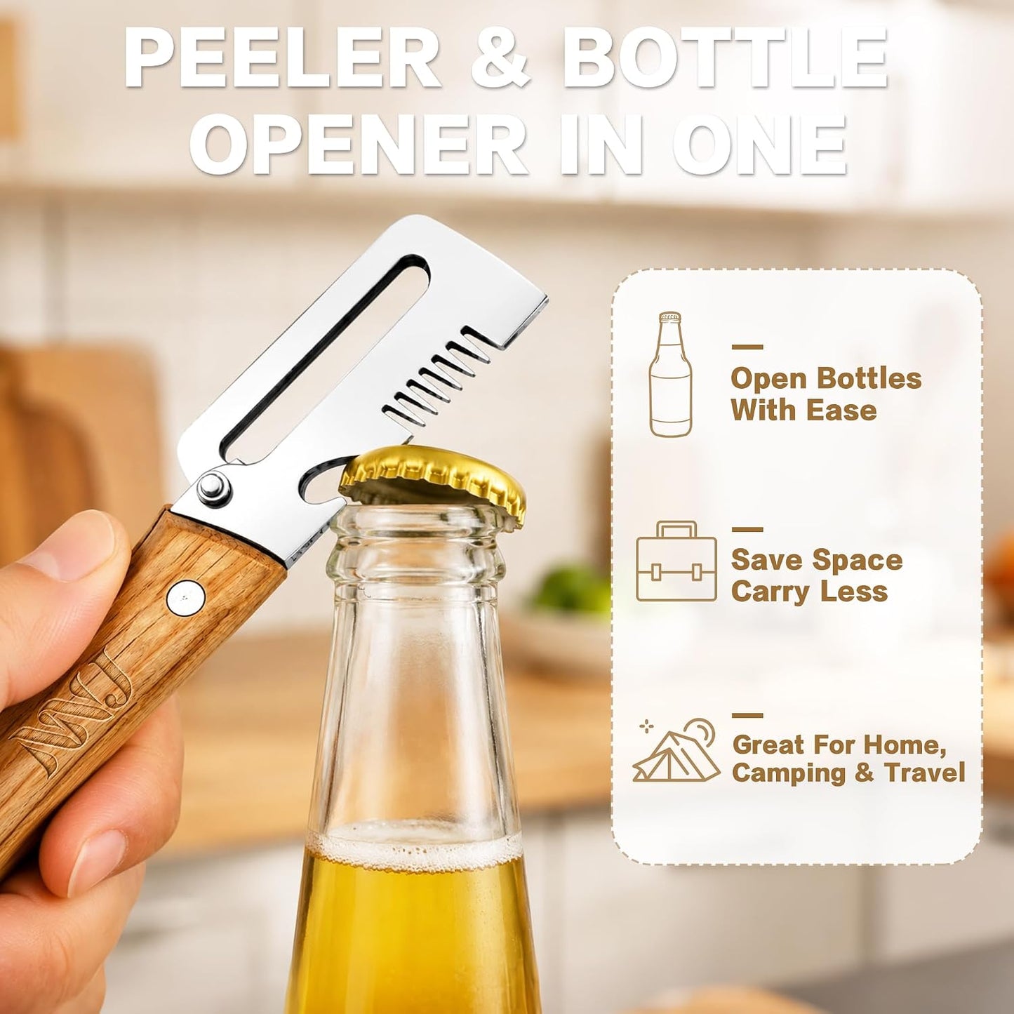 NNJ 2 Pack Vegetable Peeler, Multifunctional Stainless Steel Julienne Peeler for Potatoes, Carrots, Cucumbers, Ergonomic Kitchen Peeler with Built-in Bottle Opener, Sharp Fruit Veggie Shredder Tool