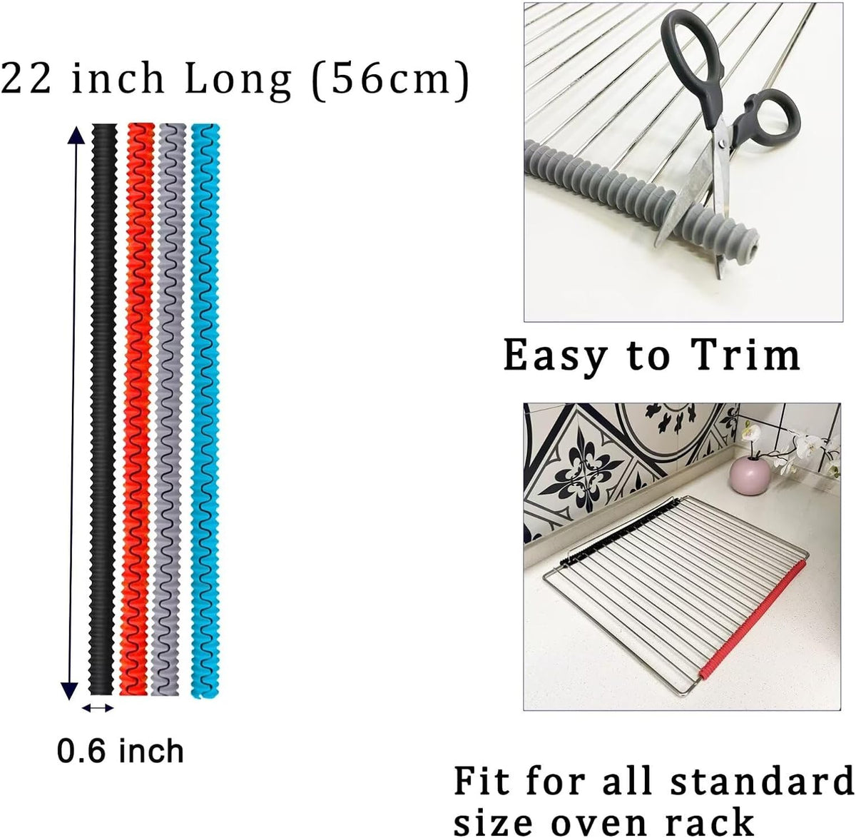 Extra Long 22 inch Silicone Oven Rack Shields Guards Oven Rack Protectors Prevents Hand and Arm Burns, Heat Resistant,Silicone, 2pcs,Gray