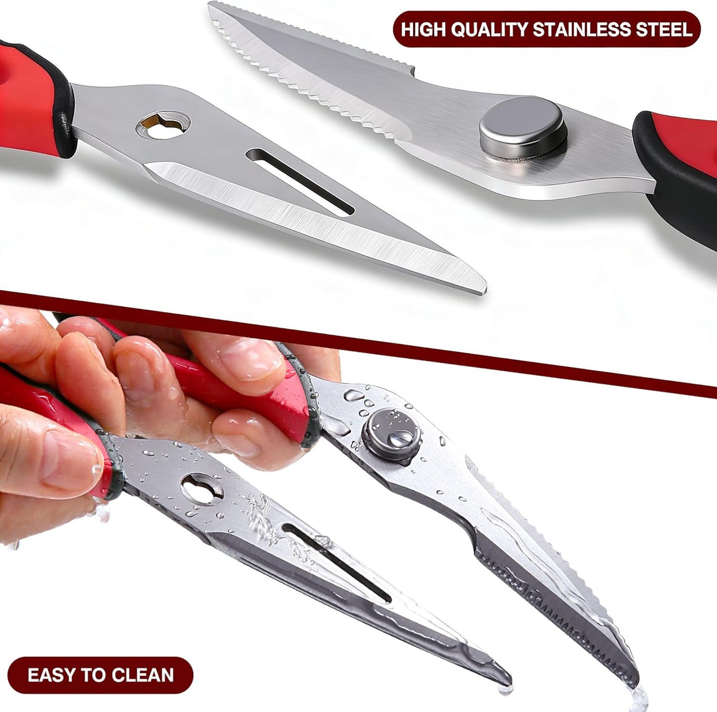 Kitchen Scissors for Food Heavy Duty, All Purpose Kitchen Shears that Come Apart Dishwasher Safe, Sharp Stainless Steel Cooking Scissors for Meat, Poultry, Fish (Grey)