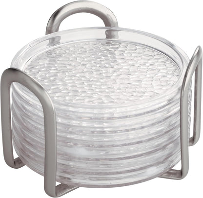 iDesign Rain Plastic Silverware Caddy Organizer Flatware Holder for Kitchen Countertop Storage, Dining Table, Outdoor Patio, Picnic Tables, Clear