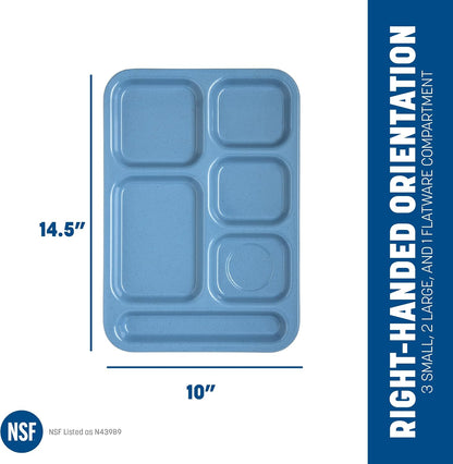Carlisle FoodService Products P614R09 Right-Hand 6-Compartment Polypropylene Tray, 10" x 14", Green