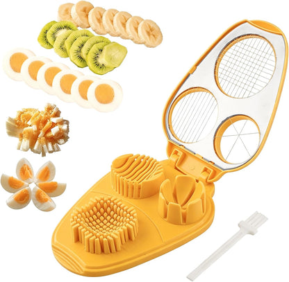 3-in-1 Egg Slicer for Hard Boiled Eggs, with Cleaning Brush