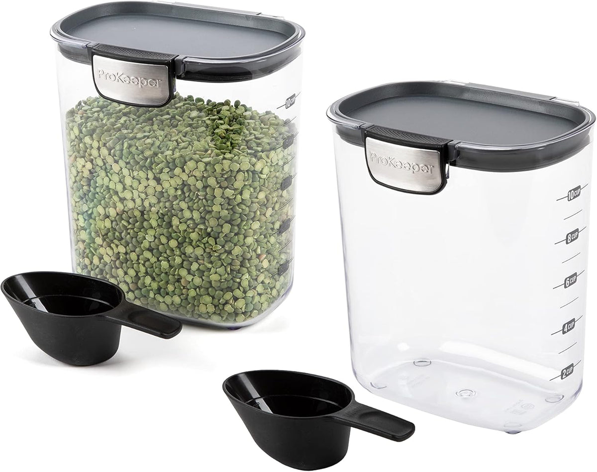 Progressive International ProKeeper+ Clear Plastic Airtight Food Baker's Kitchen Storage Organization Container Canister Set with Magnetic Accessories, 2- Piece Set (Flour 4-Quart)