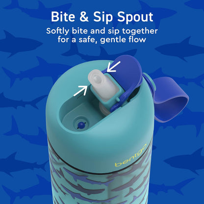 Bentgo Kids Water Bottle - Leak-Proof, Durable Tritan PFAS- & BPA-Free 15 fl oz, Kids/Toddlers Ages 3+ for School & Sports; Bite & Sip Spout, Carrying Handle, Dishwasher Safe (Unicorn)