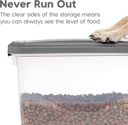 IRIS USA Dog Food Storage Container 30 lb + 11lb Airtight Combo, Stackable Pet Food Storage Bin with Wheels for Cat Dog Food, BPA Free, Made in USA, Black