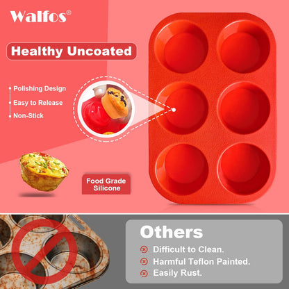 Walfos Silicone Cupcake Pan Set, 2-Piece Mini 24 Cups Muffin Baking Pan, BPA Free and Dishwasher Safe, Non-stick , Great for Making Muffin Cakes, Fat Bombs
