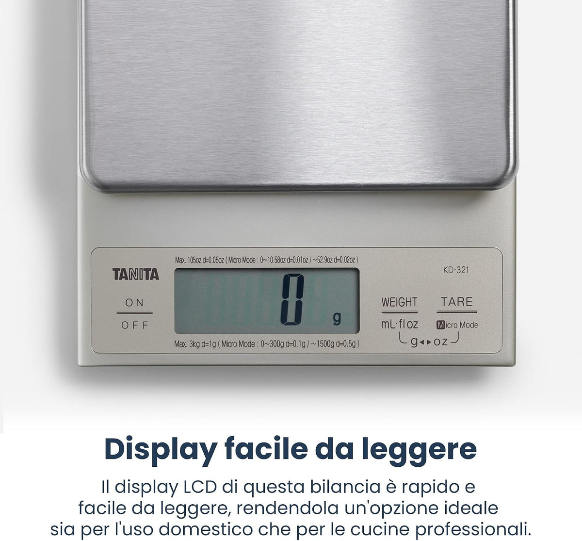 TANITA 3 Kg KD-321 Digital Kitchen Scale, Silver