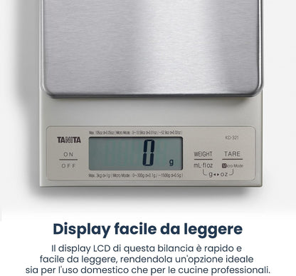TANITA 3 Kg KD-321 Digital Kitchen Scale, Silver