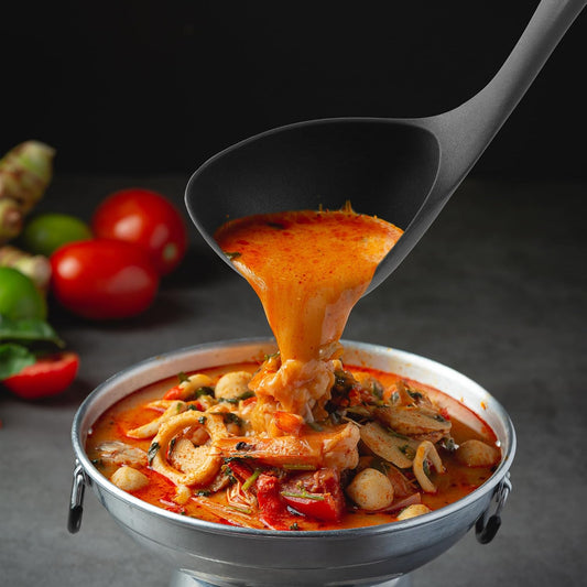 Zulay Kitchen Soup Ladle – Ergonomic, Heat-Resistant & Versatile for Serving Soup, Chili, Gravy & More - Black