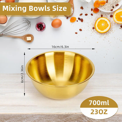 3-Piece Stainless Steel Mixing Bowls (7.1") Metal Bowl Set with Measurement Marks, Dishwasher Safe & Stackable - Perfect for Baking, Salad Making, Meal Prep and Kitchen Use