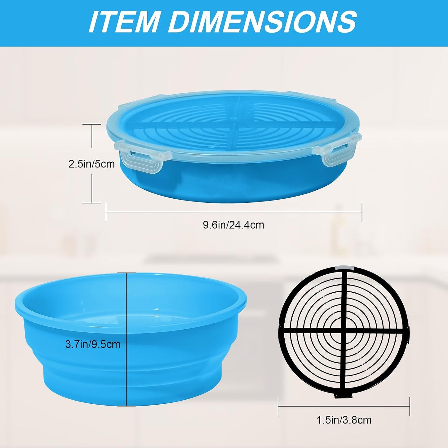 FJNATINH Collapsible Batter Bowl - Mess Free Better Breader Shaker Bowl with Lid Breading Shaker Container for Fried Fish, Fried Chicken, Onion Rings & More,No Leak,Easy to Store,Light Blue