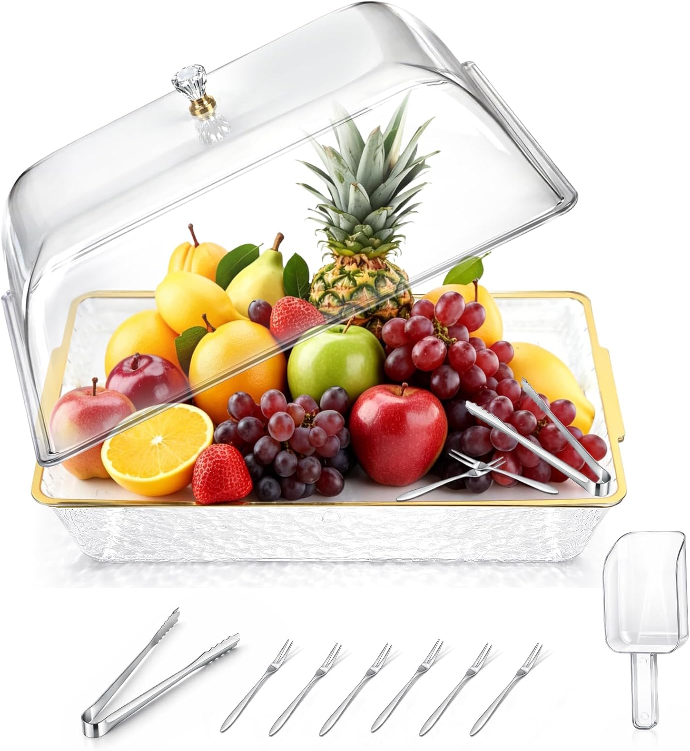 Chilled Serving Tray Charcuterie Board with Lid, Chilled Serving Trays for Parties, Perfect for Charcuterie, Seafood, Fruits and Shrimp Cocktail