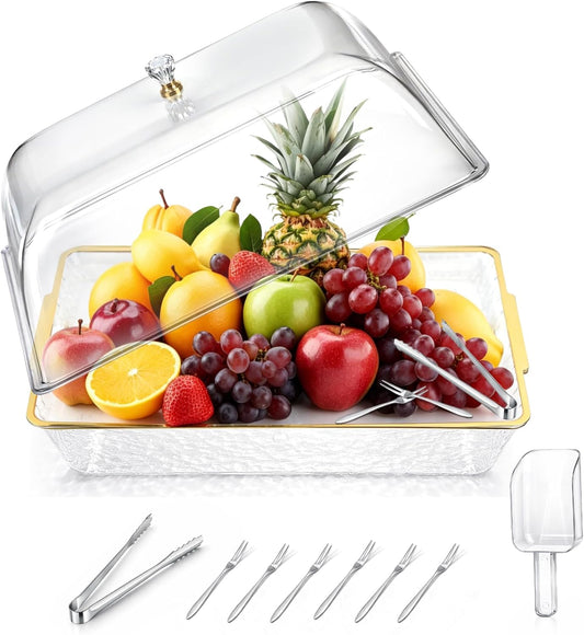 Chilled Serving Tray Charcuterie Board with Lid, Chilled Serving Trays for Parties, Perfect for Charcuterie, Seafood, Fruits and Shrimp Cocktail