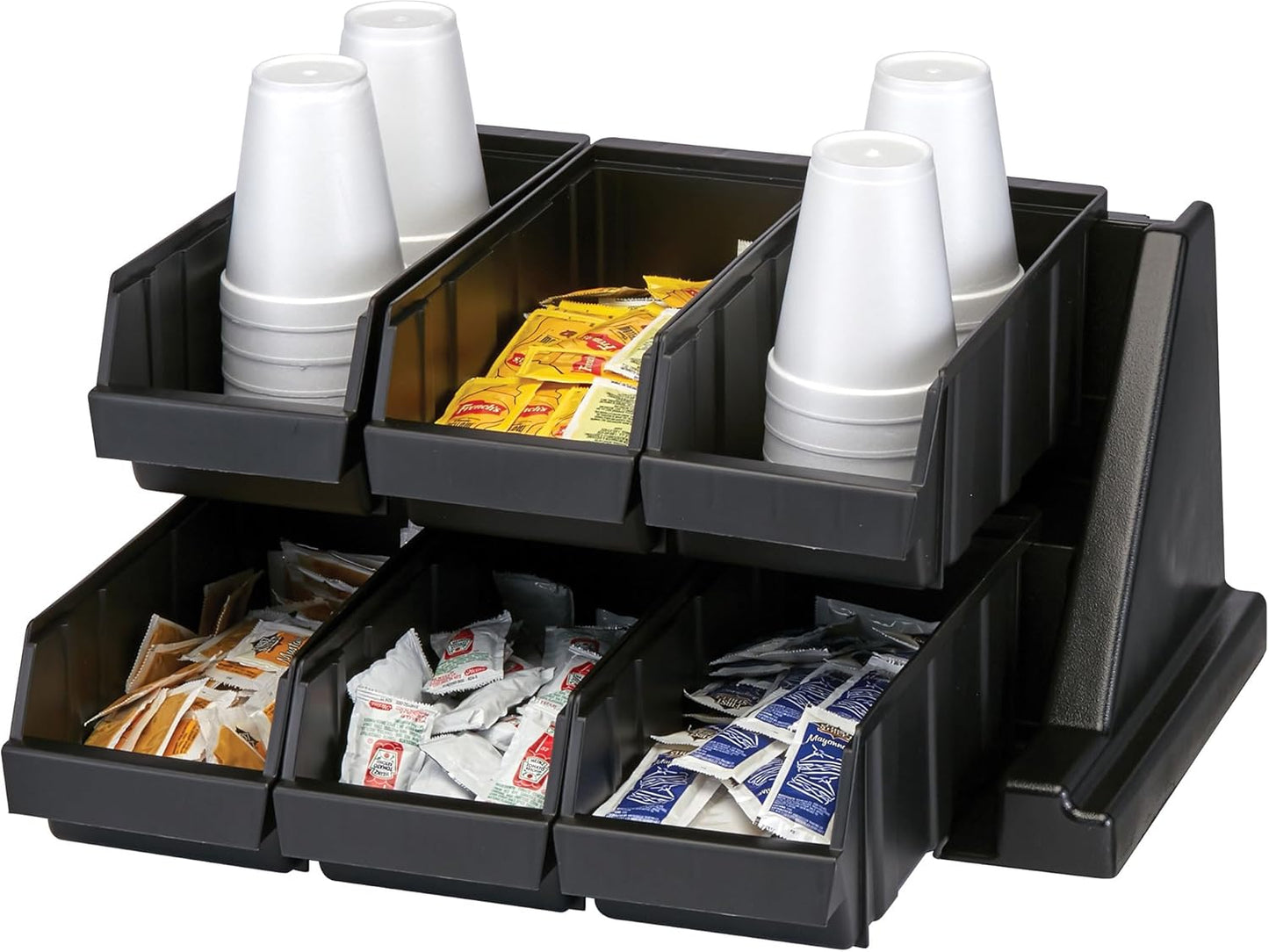 Cambro Versa - Self Serve Condiment and Utensil Bin - 12 Storage Bins - Ideal for food and coffee condiments (Black)