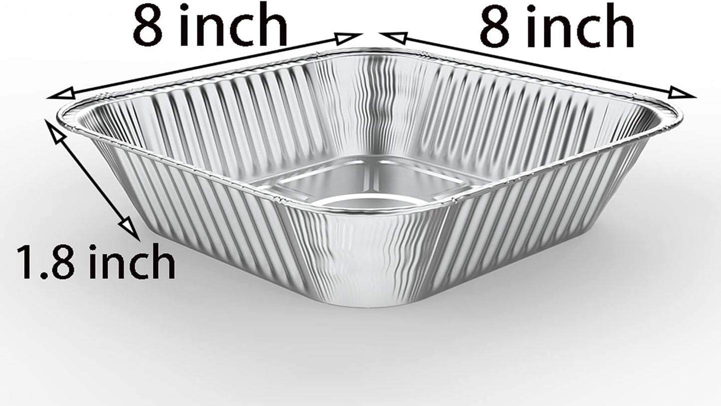 WANBAO 20 Pack Foil Pans with Plastic Lids 8 X 8 Inch Disposable Aluminum Tin Foil Baking Pans Meal Prep for Catering Party Meal Prep, Take Out, Freeze, Food Storage, Prepping Food
