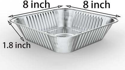 WANBAO 20 Pack Foil Pans with Plastic Lids 8 X 8 Inch Disposable Aluminum Tin Foil Baking Pans Meal Prep for Catering Party Meal Prep, Take Out, Freeze, Food Storage, Prepping Food