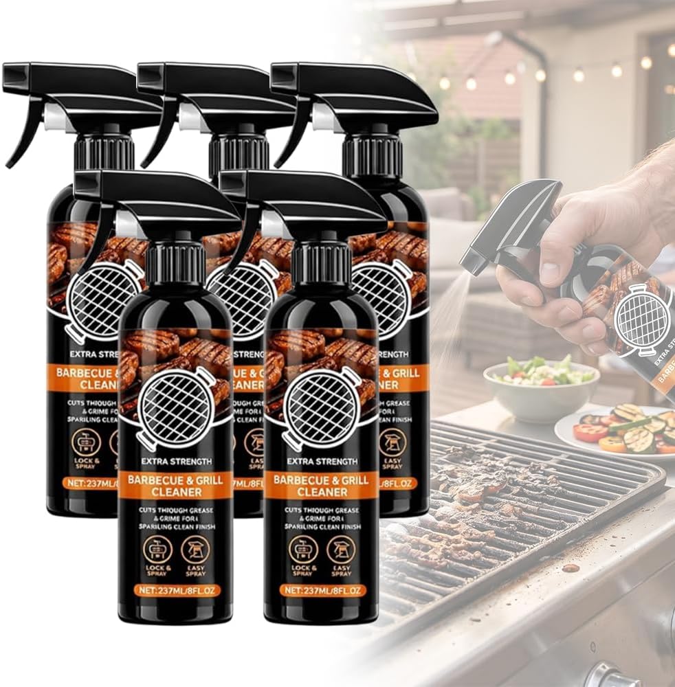 Grill Cleaner Spray for Outdoor Grill, Heavy Duty BBQ Grill Cleaner Spray for Grates and Racks, All Purpose Kitchen Grease Remover for Griddle, Oven, Stovetop and Countertops (8oz*1)