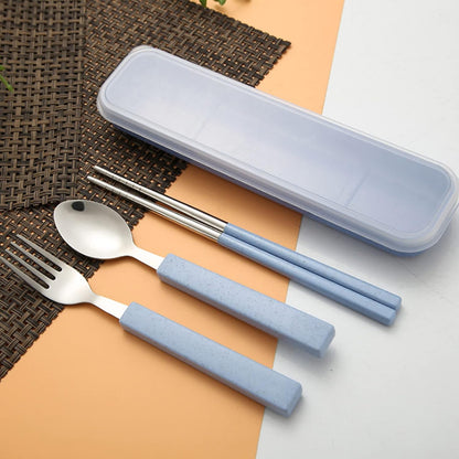 VANRA 3-Piece Children Utensils Set 18/10 Stainless Steel Child Flatware Set Silverware Knife Spoon Fork Set with Travel Case for Kids Lunch Box