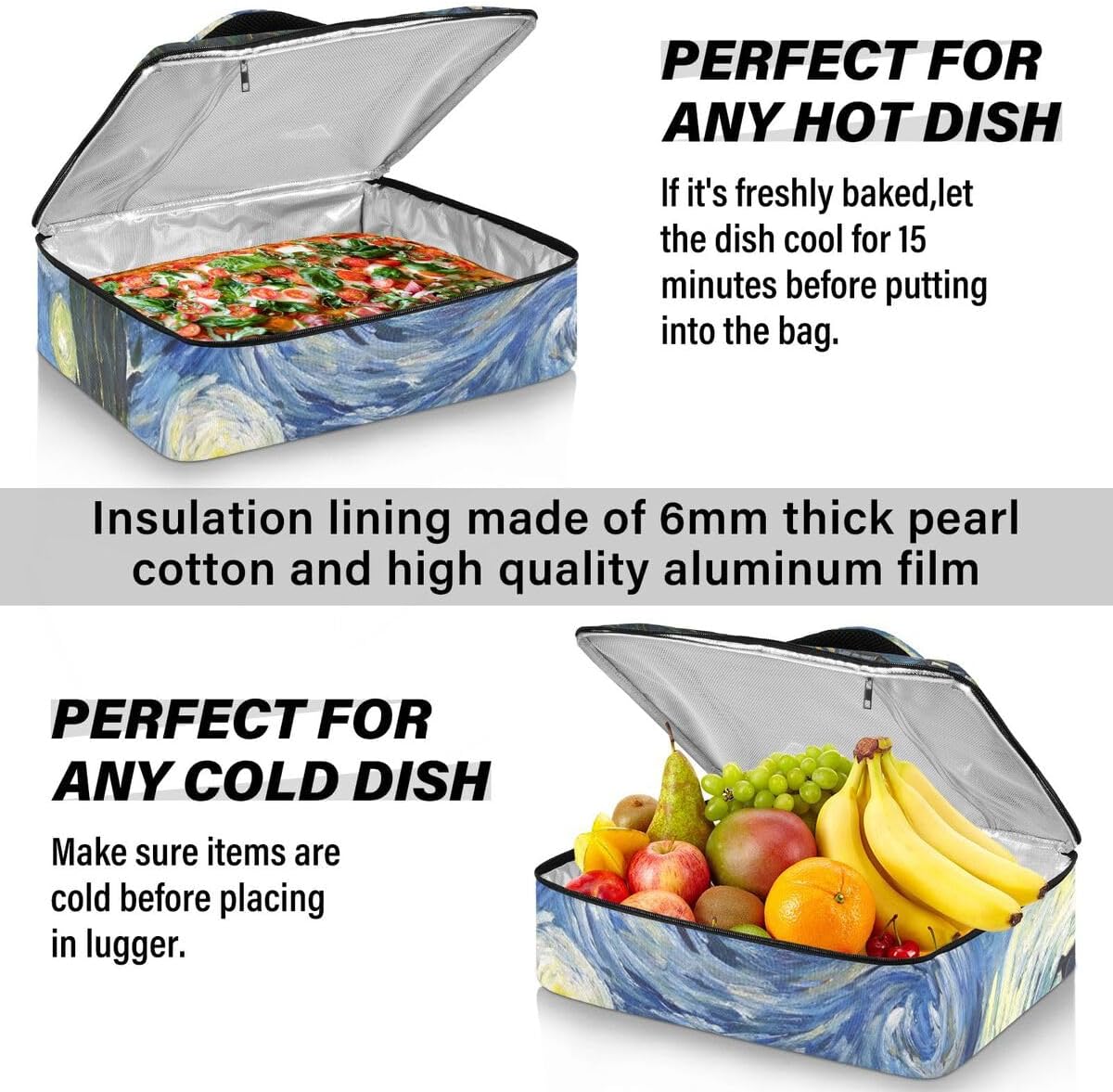 Mandala Casserole Dish Carrier, Portable Leakproof Insulated Casserole Carrier for Hot or Cold Food, Travel, Party, Picnic