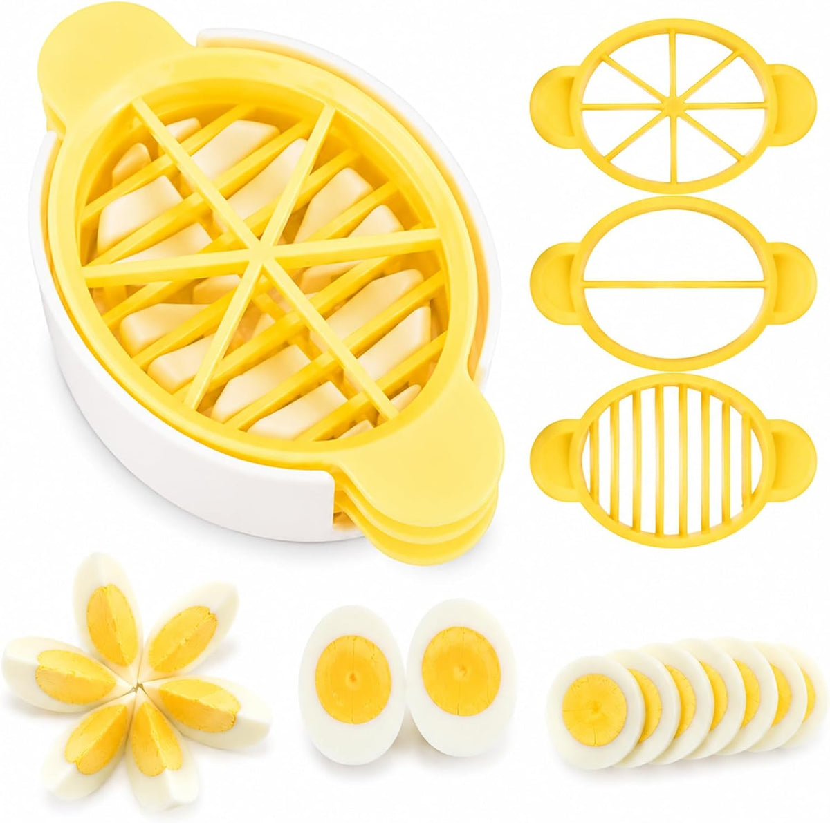 Hard Boiled Egg Slice,3-in-1 Egg Cutter for Slice,Wedge and Half Cut