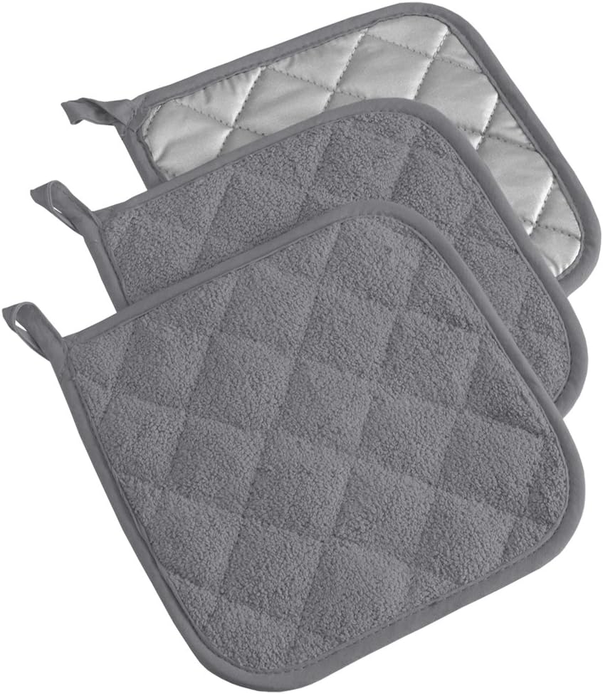 DII Basic Terry Collection Quilted 100% Cotton, Pan Handle, Nautical Blue