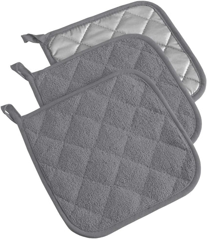 DII Basic Terry Collection Quilted 100% Cotton, Pan Handle, Nautical Blue