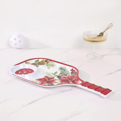 UPware Watermelon Melamine Chip and Dip Snack Tray, Summer Fruit Pickleball Paddle Shape Platter for Chips, Salsa, Fruits, and Appetizers, 15.75 x 8 Inch