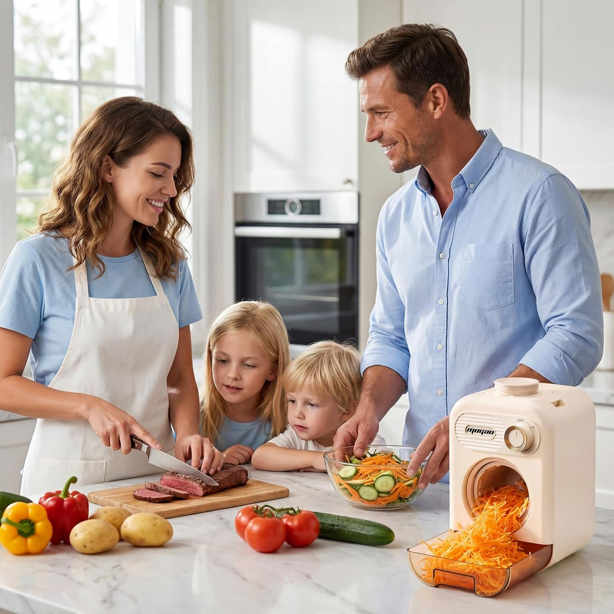 MOGAN 5-In-1 Electric Vegetable Cutter, Commercial Vegetable Dicer Slicer