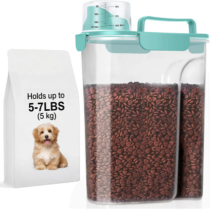 LEAWALK 5-7Lbs Dog Cat Food Storage Container with Upgraded Large Nozzle BPA-free, 4 Snap Seals Plastic Pet Food Storage Containers with Handles are Easy to Clean and Carry