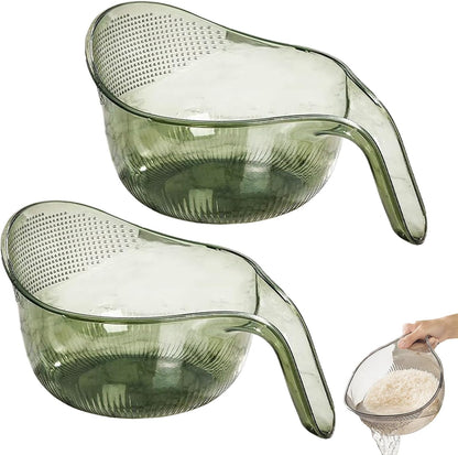 2027 New Aesthetic Multifunctional Rice Strainer with Handle (Gray+Green)