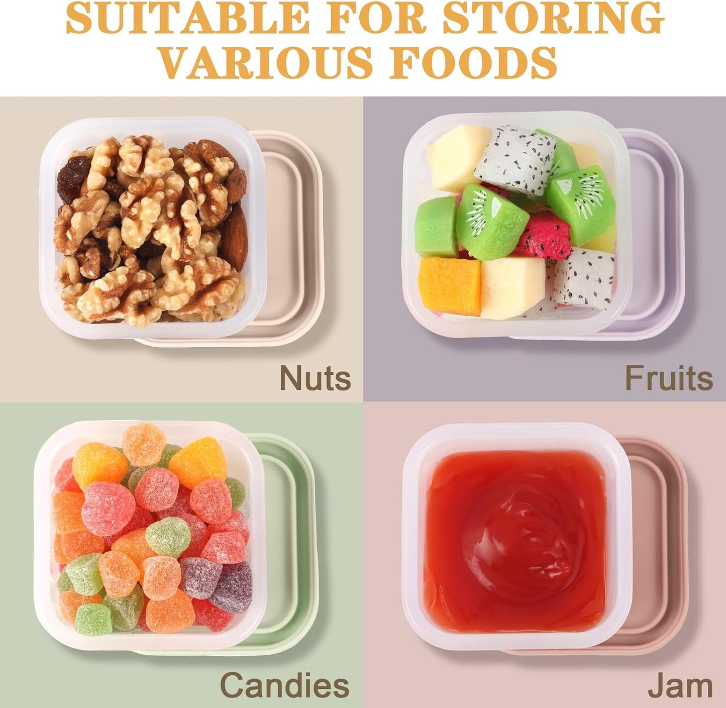 8 Pack 9 oz Silicone Snack Container for Kids, Reusable Silicone Food Storage Containers with Lid, Meal Prep Storage for Fruit, Kids Lunch Box for Travel, Home (Multicolor 8 Pack)